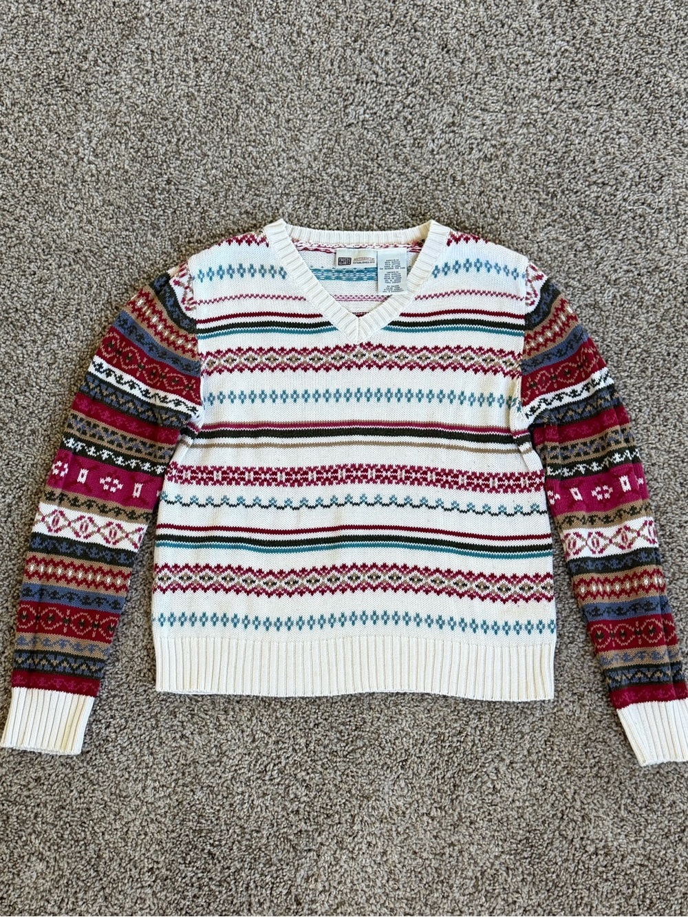 Cozy Faded Glory Fair Isle Knit Sweater | Small